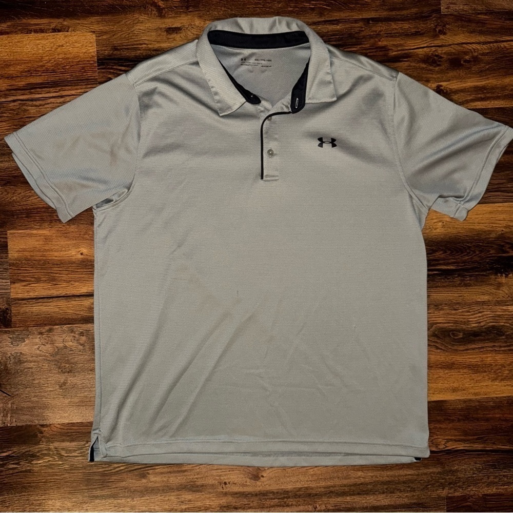 Under Armour Polo Shirt Adult 2XL XXL Gray Golf Golfer Rugby Mens See Pics